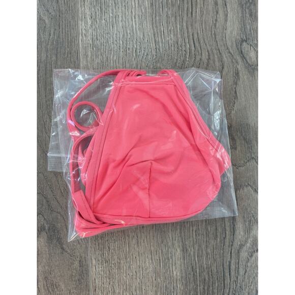 Vitamin A Bikini Top XS Swimwear Serra Keyhole Triangle Wrap Neon Coral - Picture 5 of 5